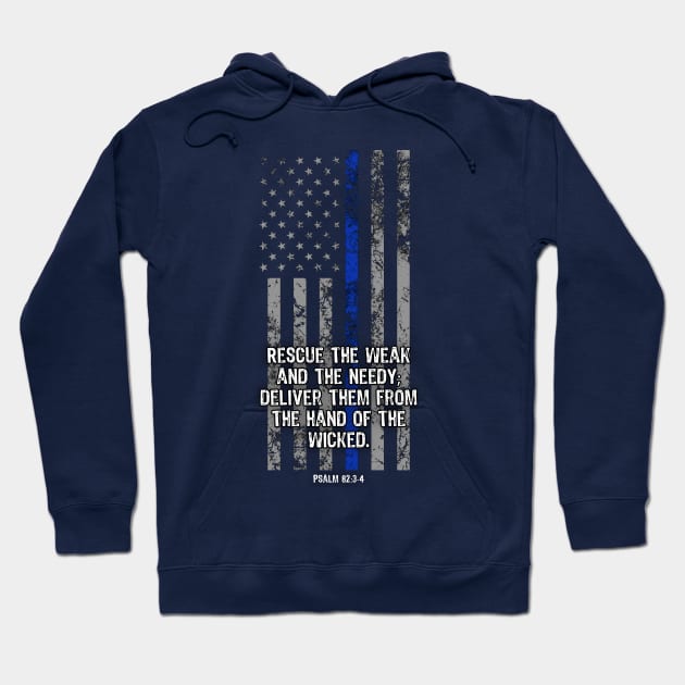 Thin Blue Line Flag Police Gifts Hoodie by Scar